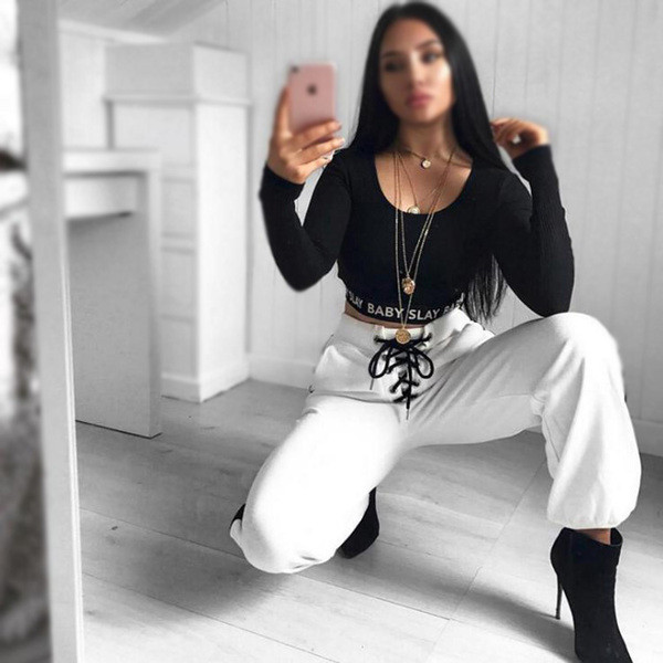 Υπαίθρια παντελόνια καθημερινής κυρίας με ελαστική μέση