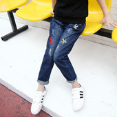 Casual τζιν για κορίτσια με μίνι εφαρμογή σε σκούρο χρώμα