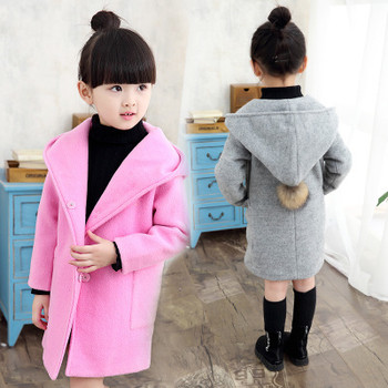 Стилно палто за момичета с пух в два цвята 