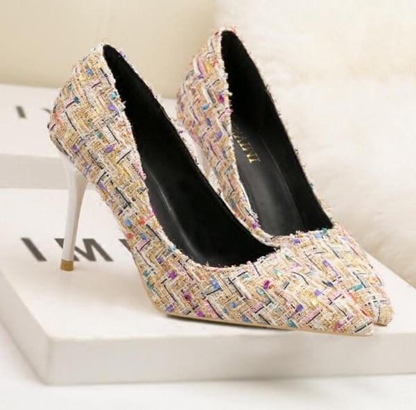 Επίσημες κυρίες παπούτσια υψηλών τακουνιών σε σχέδια με σχέδια, 2 μοντέλα