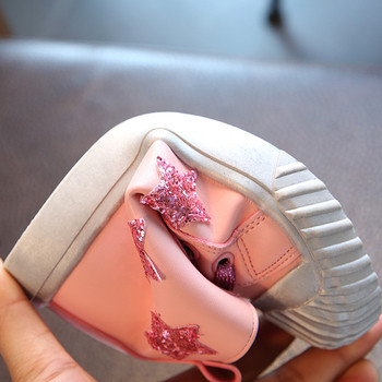 Παιδικά πάνινα παπούτσια για κορίτσια με λαμπερά αστέρια εφαρμογής και λαμπερές αρθρώσεις σε τρία χρώματα