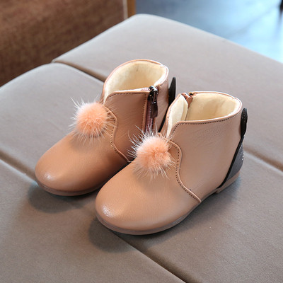 Топли детски боти за момичета, изчистен модел с пухче