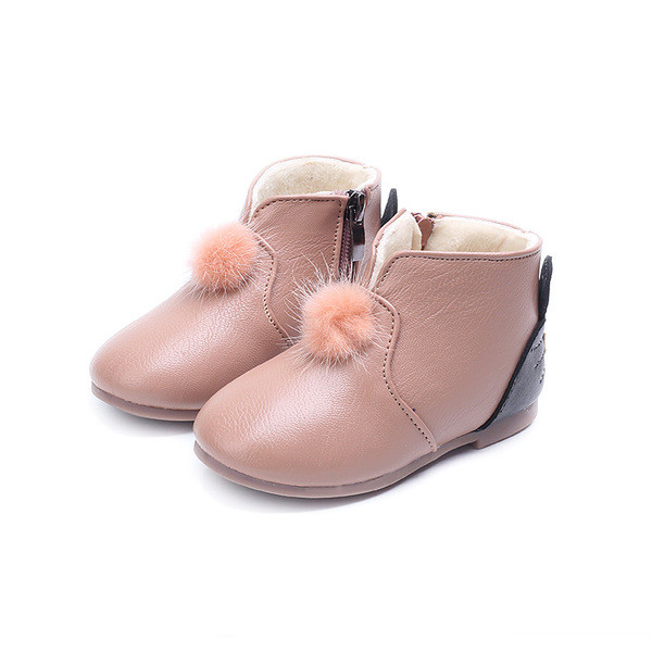 Топли детски боти за момичета, изчистен модел с пухче