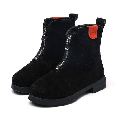 Ζεστές μπότες φθινοπώρου-χειμώνα με διακοσμητικό φερμουάρ και ροή σε τρία χρώματα