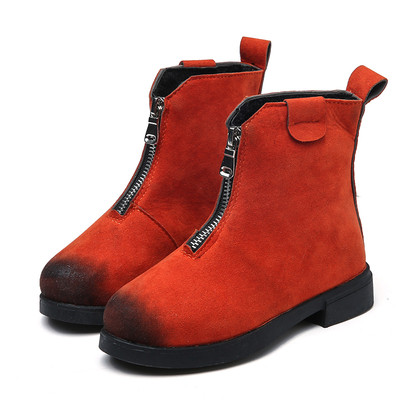 Ζεστές μπότες φθινοπώρου-χειμώνα με διακοσμητικό φερμουάρ και ροή σε τρία χρώματα