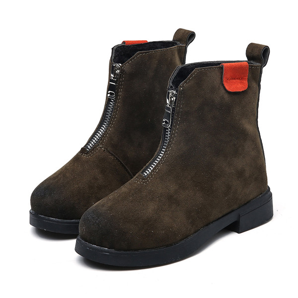 Ζεστές μπότες φθινοπώρου-χειμώνα με διακοσμητικό φερμουάρ και ροή σε τρία χρώματα