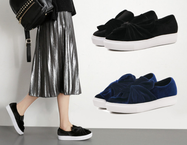 Περιστασιακά πάνινα παπούτσια για κυρίες με ελαστική σόλα και βελούδινο φινίρισμα