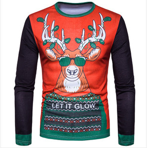 Ежедневна мъжка блуза с дълъг ръкав и О-образна яка ,в Коледни мотиви - много модели