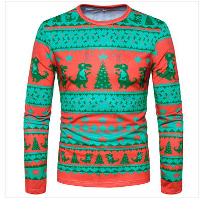 Ежедневна мъжка блуза с дълъг ръкав и О-образна яка ,в Коледни мотиви - много модели
