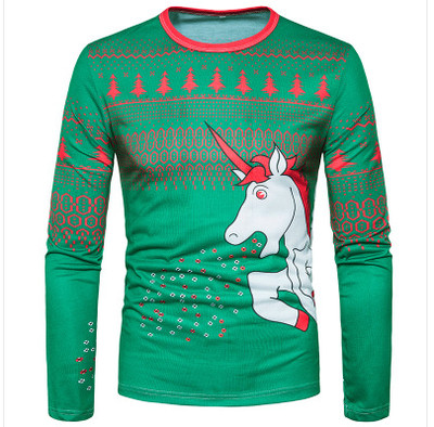 Ежедневна мъжка блуза с дълъг ръкав и О-образна яка ,в Коледни мотиви - много модели