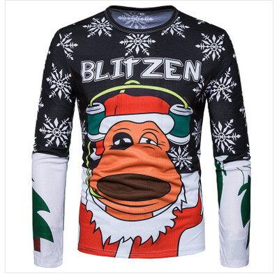 Ежедневна мъжка блуза с дълъг ръкав и О-образна яка ,в Коледни мотиви - много модели