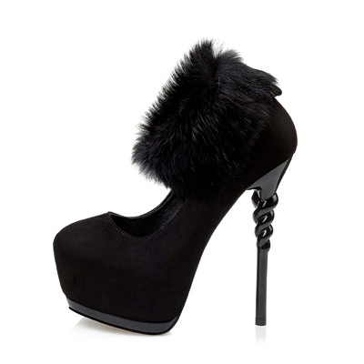 Екстравагантни дамски обувки на висок спираловидне ток в сив,бордо и черен цвят