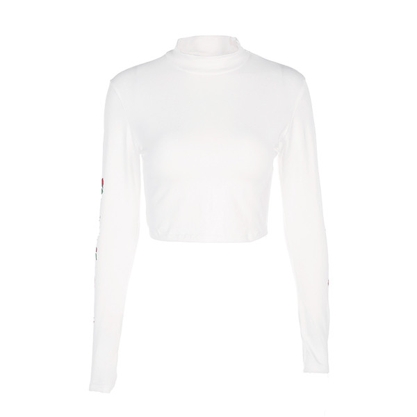 Μπλούζα με κοντό μανίκι με κολάρο και στοιχεία λουλουδιών στο μανίκι