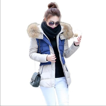 Σπορ-κομψό χειμερινό γυναικείο μπουφάν με μεγάλη και αισθησιακή γούνα σε διάφορα χρώματα