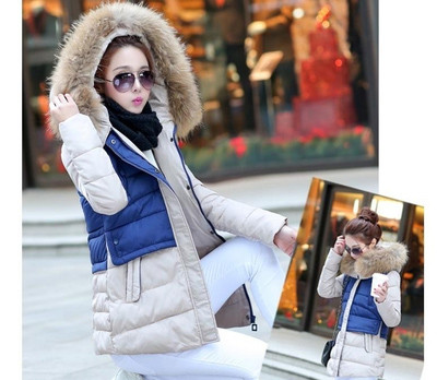 Σπορ-κομψό χειμερινό γυναικείο μπουφάν με μεγάλη και αισθησιακή γούνα σε διάφορα χρώματα