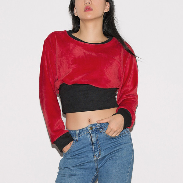 Βελούδινη μπλούζα κυρίες με κόκκινο χρώμα