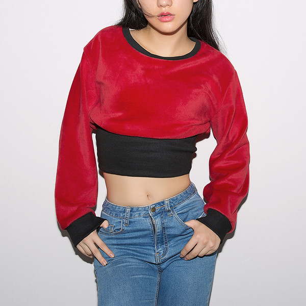 Βελούδινη μπλούζα κυρίες με κόκκινο χρώμα