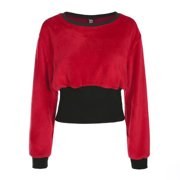 Βελούδινη μπλούζα κυρίες με κόκκινο χρώμα