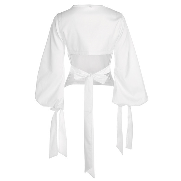 Κομψή γυναικεία μπλούζα με γυμνή πλάτη και φαρδιά μανίκια