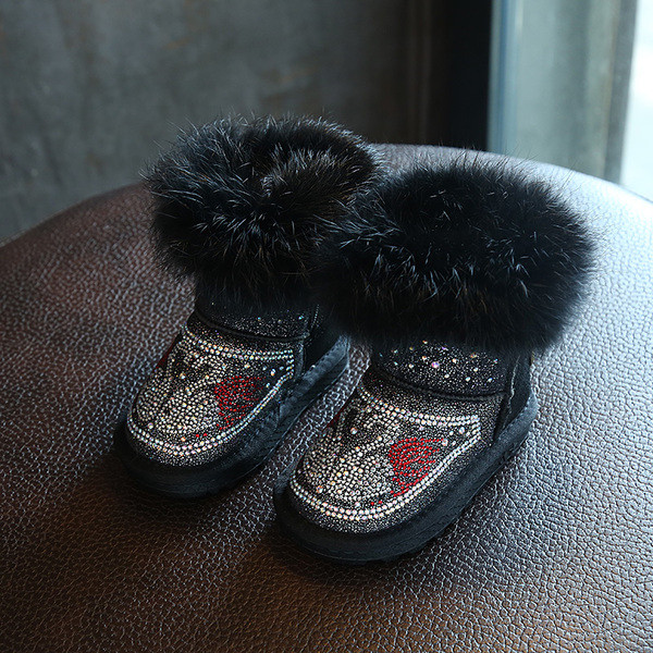 Ζεστές χειμωνιάτικες μπότες με ανθεκτική σόλα με χνούδι και πέτρες σε τρία χρώματα