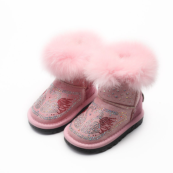 Ζεστές χειμωνιάτικες μπότες με ανθεκτική σόλα με χνούδι και πέτρες σε τρία χρώματα
