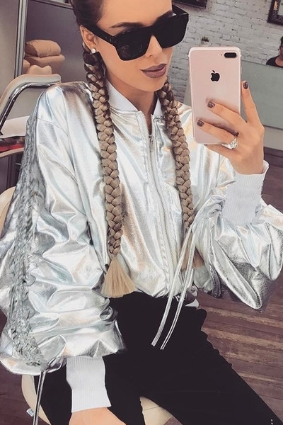 Γυναικείο φούτερ με ασημί χρώμα