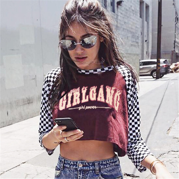 Κομψή casual casual μπλούζα με επιγραφή και μανίκια σκακιού