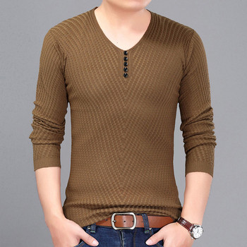 Стилна мъжка ежедневна блуза с V-образна яка и копчета в различни цветове