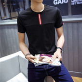 Αθλητικό-κομψό μπλουζάκι T-shirt με μαύρο και άσπρο κολάρο σε σχήμα O