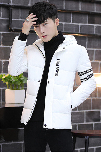 Αθλητικό κομψό ανδρικό σακάκι με κουκούλα, λευκό, μαύρο και σκούρο μπλε