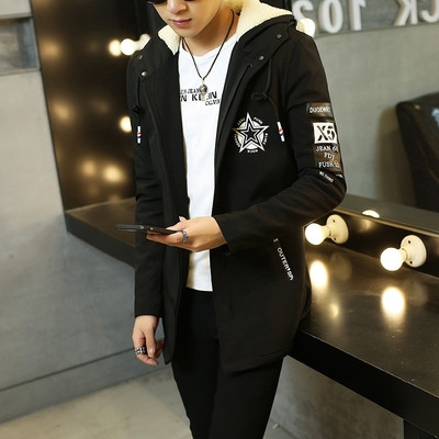 Μεταβλητό ανδρικό σακάκι με κουκούλα και συνδέσεις σε μαύρο, σκούρο μπλε και πράσινο πράσινο χρώμα