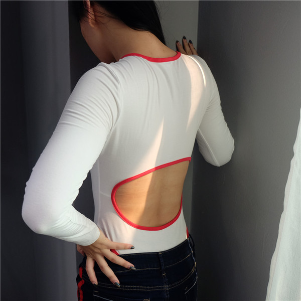 Дамско боди в два цвята с гол гръб 