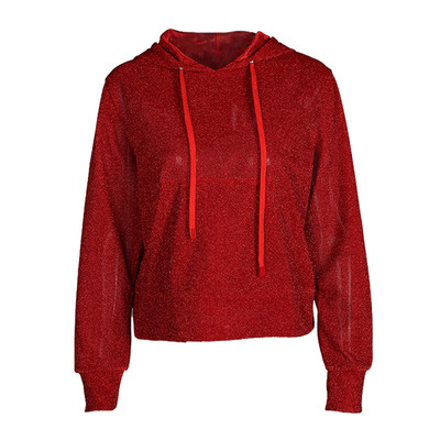 Γυαλιστερή φούτερ των γυναικών με κόκκινο χρώμα