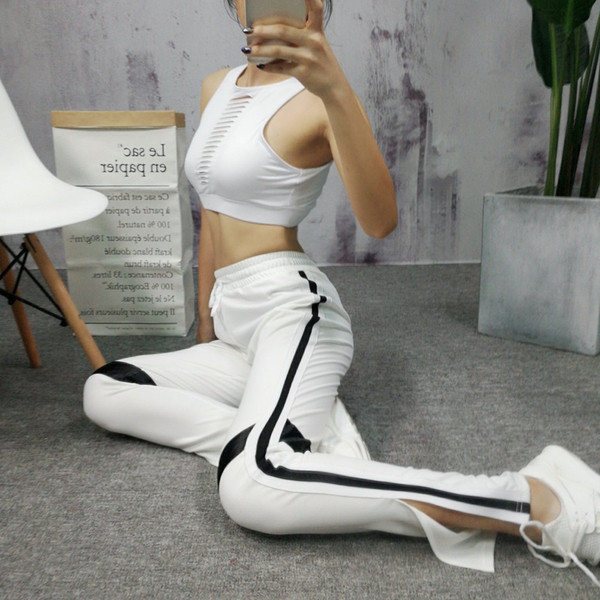 Αθλητικά παντελόνια για γυναίκες με μέση στο άσπρο