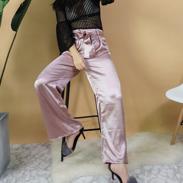Επίσημο σατέν υψηλό παντελόνι μέσης