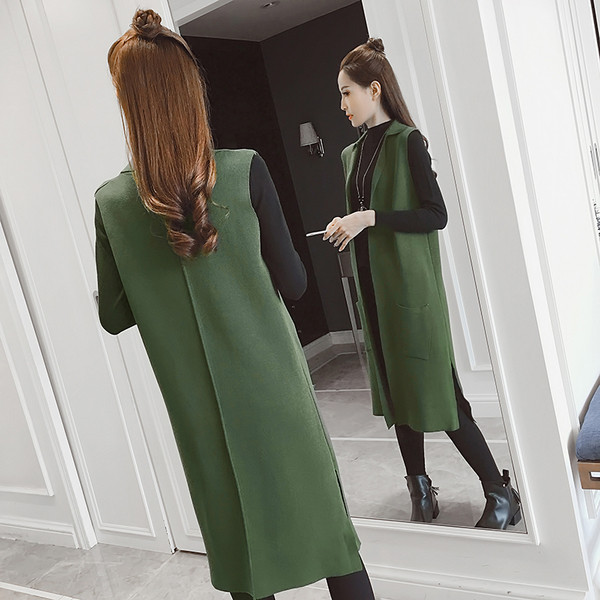 Κομψό μακρύ γιλέκο για κυρίες σε απλό μοντέλο σε τρία χρώματα