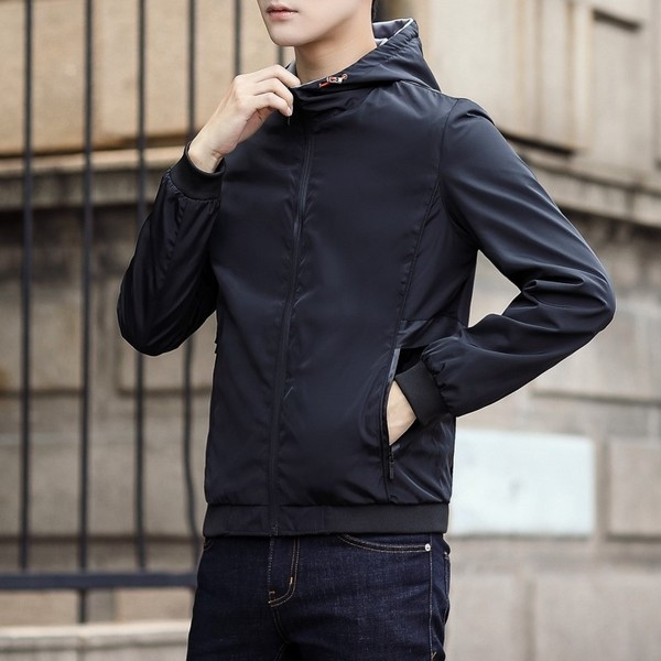 Есенно-зимно мъжко яке с качулка в три цвята с две лица