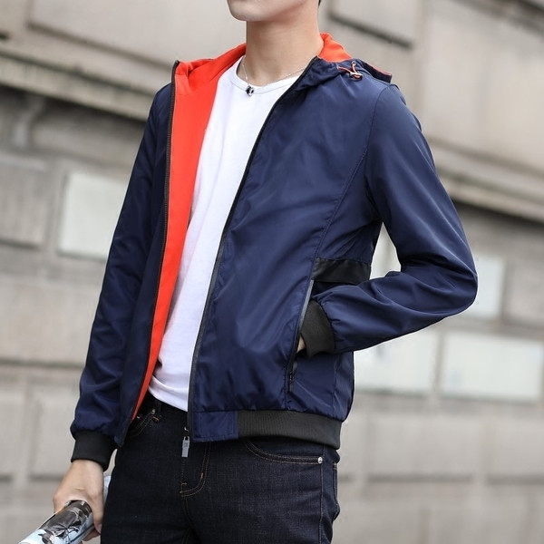 Есенно-зимно мъжко яке с качулка в три цвята с две лица