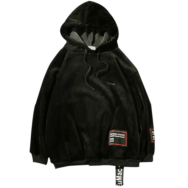 Πλούσιο πουλόβερ για άντρες σε δύο χρώματα με εφαρμογές και κουκούλα