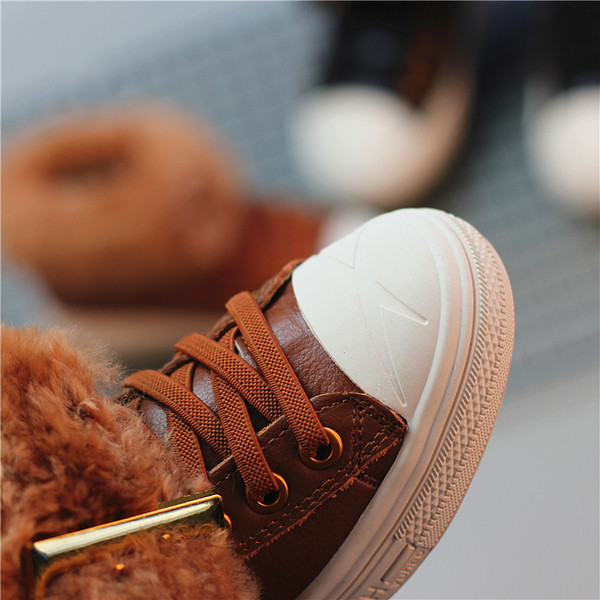 Ежедневни детски топли кецове за момичета с пух в два цвята