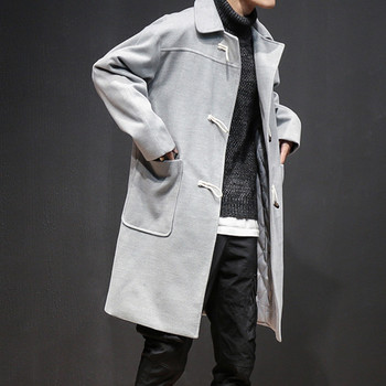 Елегантно дълго мъжко палто с подплата в три цвята