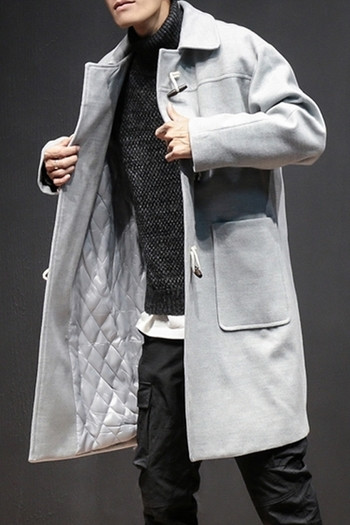 Елегантно дълго мъжко палто с подплата в три цвята