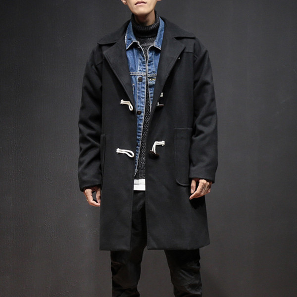 Κομψά μακρύ αρσενικό παλτό με επένδυση σε τρία χρώματα