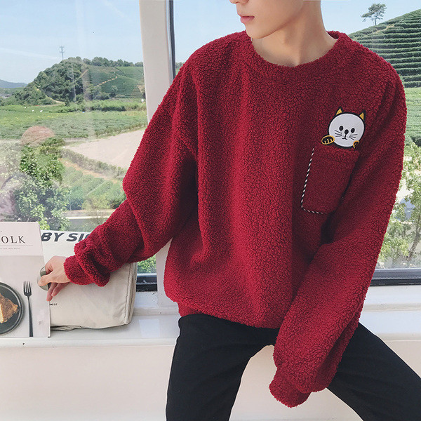 Ευρύ βελούδο βελούδινο πουλόβερ με κεντήματα, σε τέσσερα χρώματα