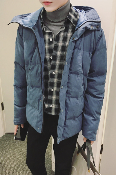 Μαλακό χειμωνιάτικο σακάκι με κουκούλα σε δύο χρώματα