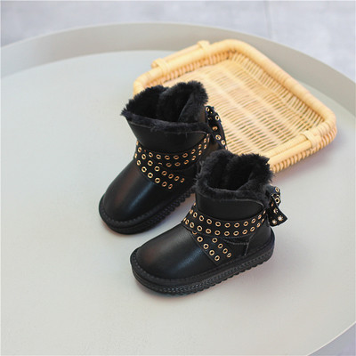 Περιστασιακές μπότες για κορίτσια με ιμάντες και μεταλλική διακόσμηση σε μαύρο, ροζ και γκρι