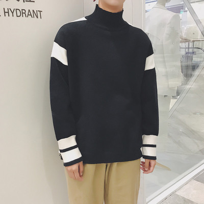 Άνδρες λεπτό πουλόβερ με κολάρο γιακά σε δύο χρώματα