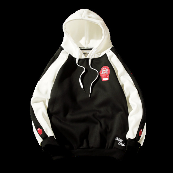 Ανδρική μπλούζα με κουκούλα και εκτυπώσεις σε δύο χρώματα