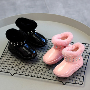 Περιστασιακές καυτές μπότες για κορίτσια με διακοσμητικά πριτσίνια με μαύρο και ροζ χρώμα