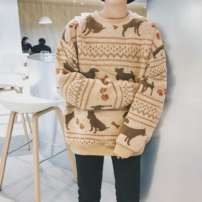 Χριστουγεννιάτικο πουλόβερ με φαρδιά σχέδια με λαιμόκοψη